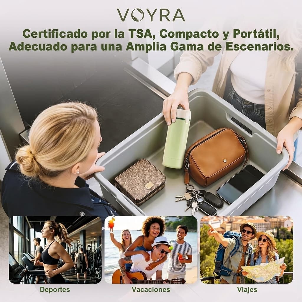 VOYRA — Botella Dispensadora de Viaje 4 en 1, Recargable y Aprobada para Llevar Contigo