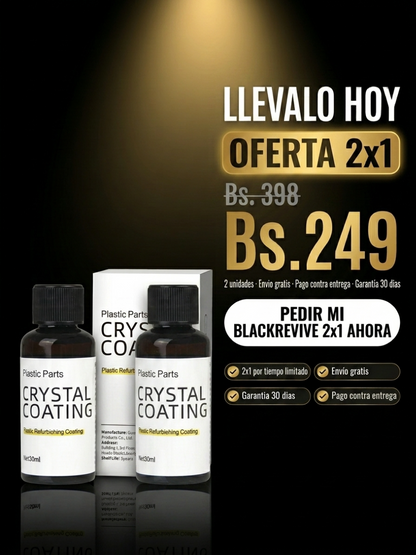BlackRevive® - Oferta 2x1 Restaurador de Plásticos para Auto, Devuelve el Negro Original