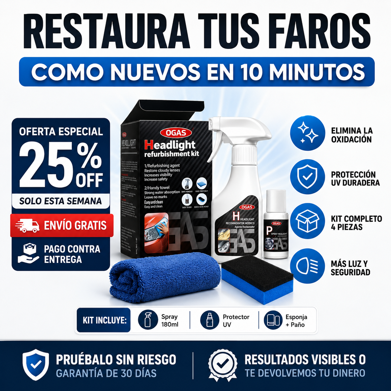 ClearRevive® - Kit de Restauración de Faros - Renueva tus Faros