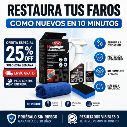 ClearRevive® - Kit de Restauración de Faros - Renueva tus Faros